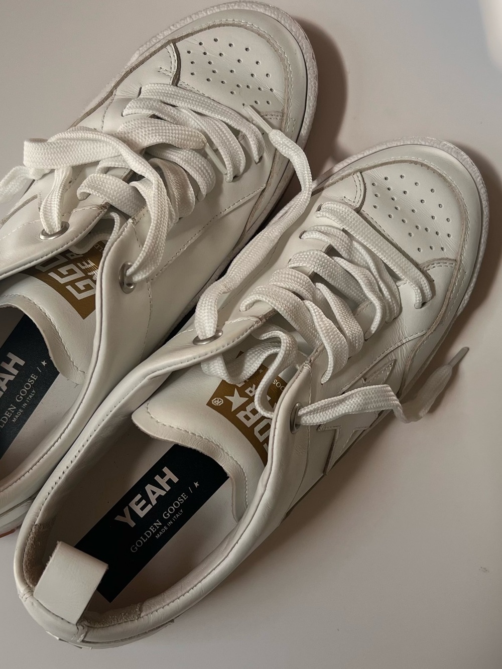 Golden Goose White Sneakers with Gold Accent